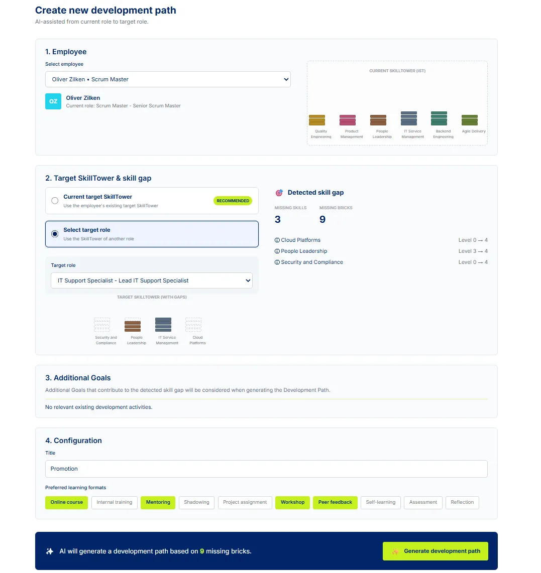 Create a development path – Screenshot