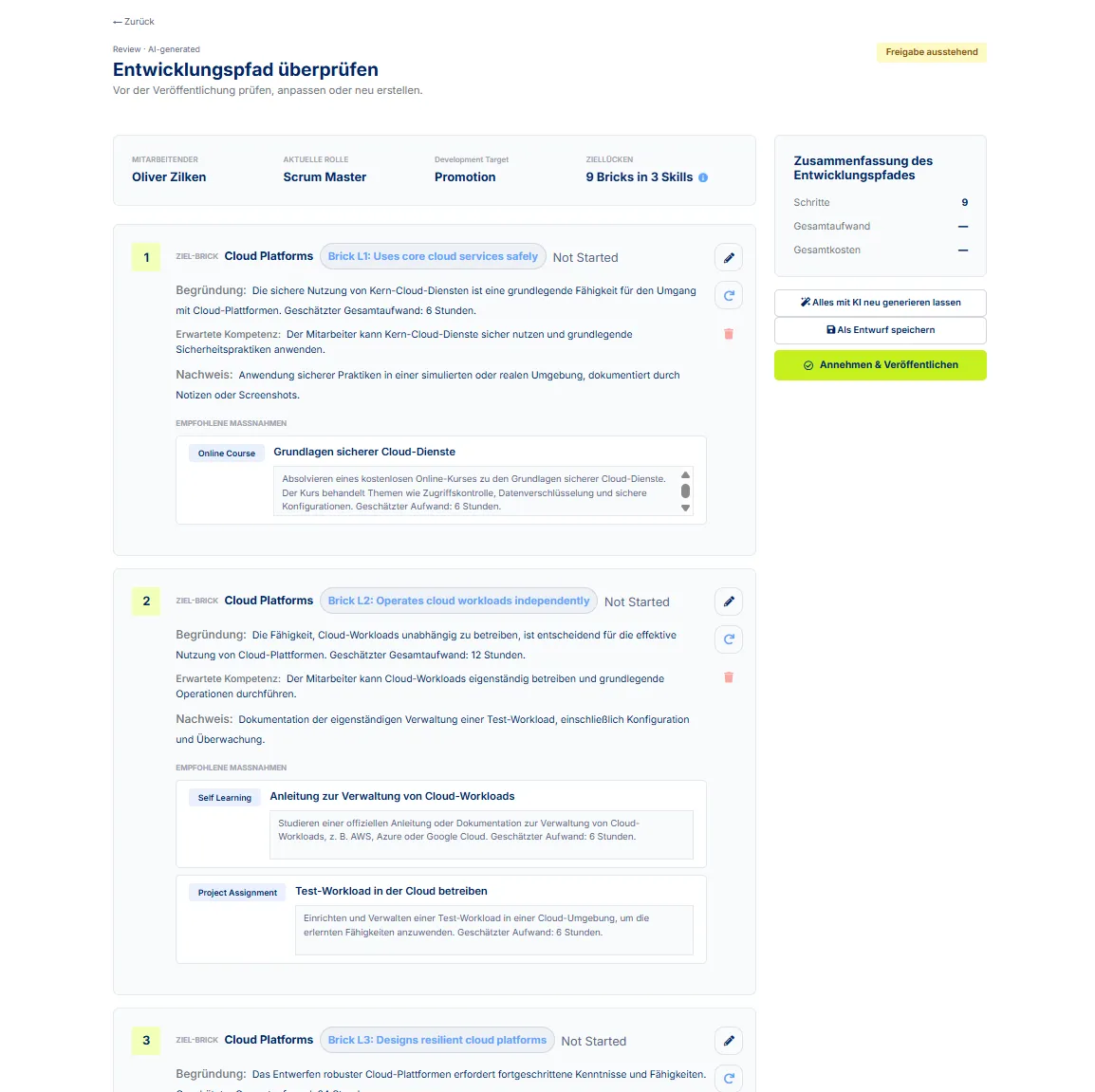 Entwicklungspfade prüfen und freigeben